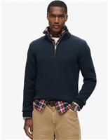 Pure Cotton Knitted Henley Jumper