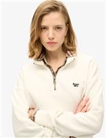 Cotton Rich Funnel Neck Half Zip Sweatshirt