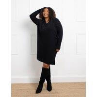 Cotton Blend V-Neck Knee Length Jumper Dress