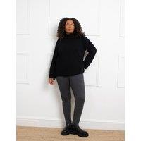 Cotton Blend Textured Funnel Neck Jumper