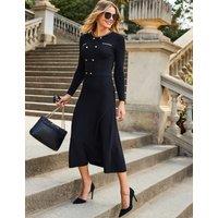 SOSANDAR Chain Detail Midi Skater Dress Black