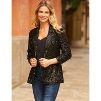 SOSANDAR Sequin Relaxed Blazer Black