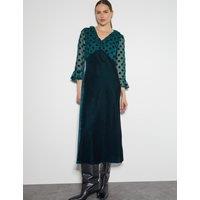Polka Dot V-Neck Tie Front Mini Tea Dress