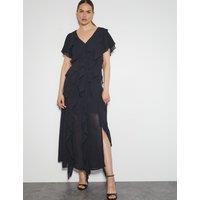 V-Neck Ruffle Midi Tea Dress