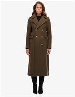Pure Wool Double Breasted Longline Coat