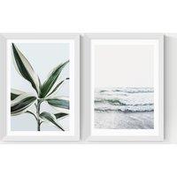 East End Prints Botanical Beach Twin Set Framed Art White