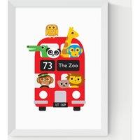 East End Prints London Bus Zoo Framed Art White