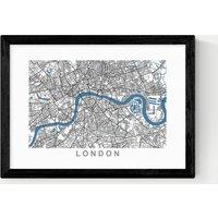East End Prints London Map Framed Art Black