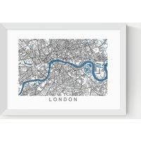 East End Prints London Map Framed Art White