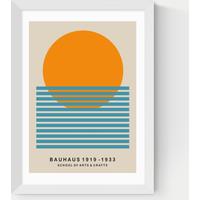 East End Prints Mid Century Sun Bauhaus Framed Art White