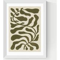 East End Prints One Hundred Leaved Plant Green Framed Art White