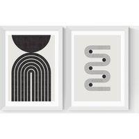 East End Prints Retro Monochrome Twin Set Framed Art White