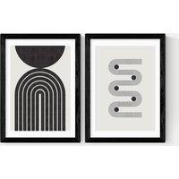 East End Prints Retro Monochrome Twin Set Framed Art Black