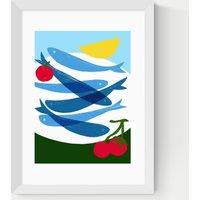 East End Prints Small Fish Framed Art White