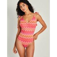 Textured Striped Padded V-Neck Swimsuit