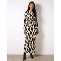 Animal Print Twist Front Midaxi Bodycon Dress