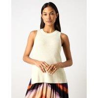 Cotton Blend Textured Relaxed Knitted Vest