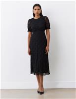 Mela Lace Short Sleeve Midi Tea Dress