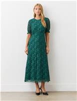 Mela Lace Short Sleeve Midi Tea Dress