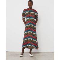 Crepe Floral Midi Tea Dress