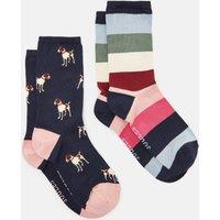 2pk Patterned Ankle High Socks