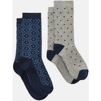 2pk Patterned Cotton Rich Socks