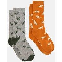 2pk Printed Cotton Rich Socks