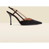 SOSANDAR Leather Metallic Stiletto Heel Slingback Shoes Black