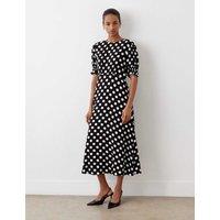 Finery London Polka Dot Midi Tea Dress Black Mix
