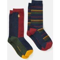 2pk Striped & Colour Block Socks