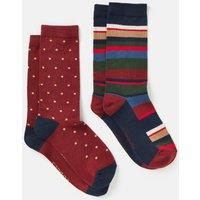 2pk Striped & Polka Dot Coton Rich Socks