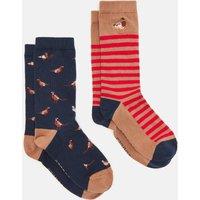 2pk Striped & Bird Cotton Rich Socks