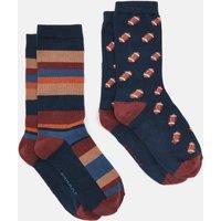 2pk Striped & Rugby Ball Cotton Rich Socks