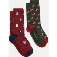 2pk Patterned Cotton Rich Socks