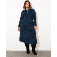 Animal Print Tie Neck Midi Shift Dress