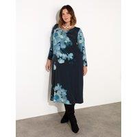 Floral V-Neck Midaxi Shift Dress