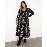 Floral V-Neck Midaxi Swing Dress