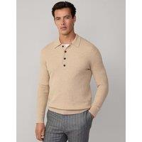 Wool Rich Ribbed Knitted Polo Shirt