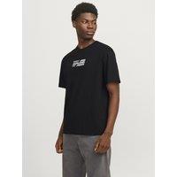 JACK & JONES Pure Cotton Logo Graphic Crew Neck T-Shirt Black