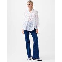 French Connection Devor Zebra Popover Blouse White
