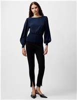 French Connection Slash Neck Knitted Top Navy