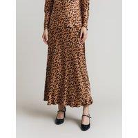 Animal Print Midi Slip Skirt