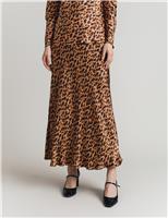 Ghost Animal Print Midi Slip Skirt Brown Mix