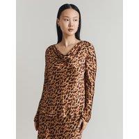 Animal Print Cowl Neck Blouse