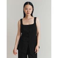 Strappy Square Neck Button Through Waistcoat