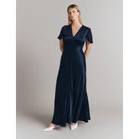 Ghost V-Neck Maxi Skater Dress Navy