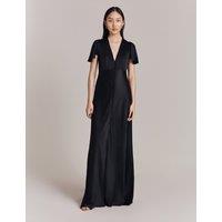 Ghost V-Neck Maxi Skater Dress Black