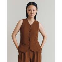 Crepe V-Neck Button Through Waistcoat