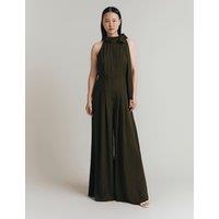 Crepe Tie Neck Sleeveless Jumpsuit