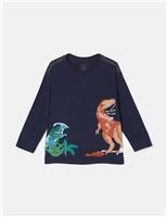 Joules Pure Cotton Dinosaur Top (2-9 Yrs) Navy Mix